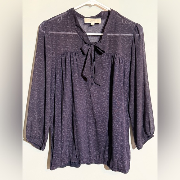 LOFT Tops - LOFT Navy/Red dots Women's Blouse Size Medium